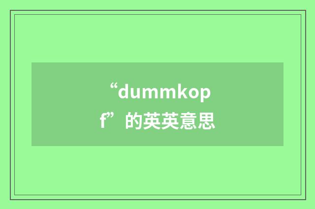 “dummkopf”的英英意思