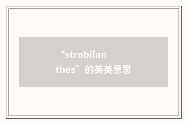 “strobilanthes”的英英意思