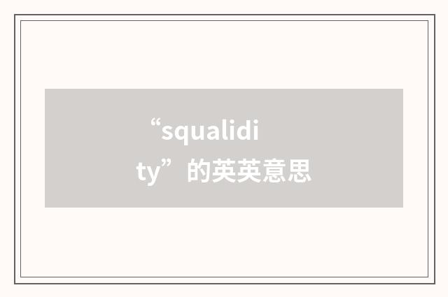 “squalidity”的英英意思