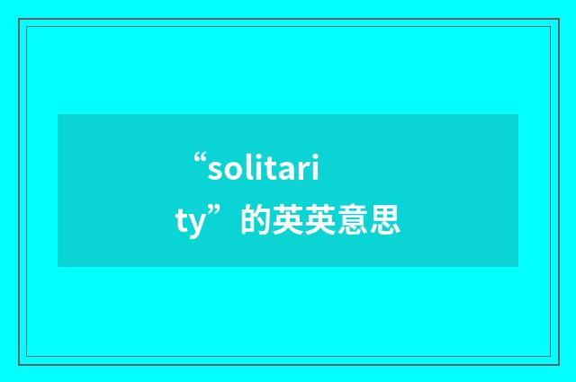 “solitarity”的英英意思