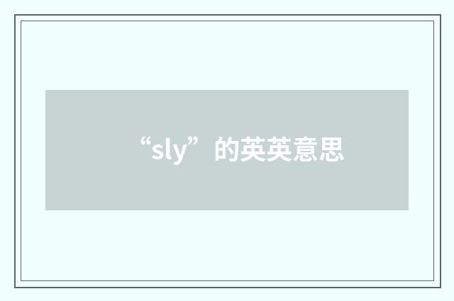 “sly”的英英意思