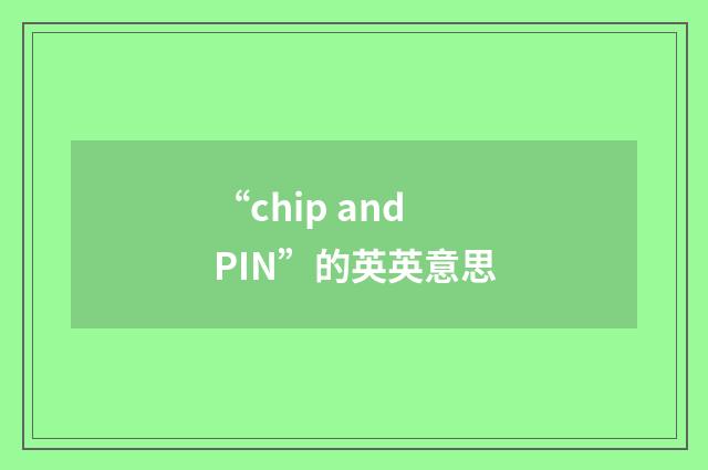 “chip and PIN”的英英意思