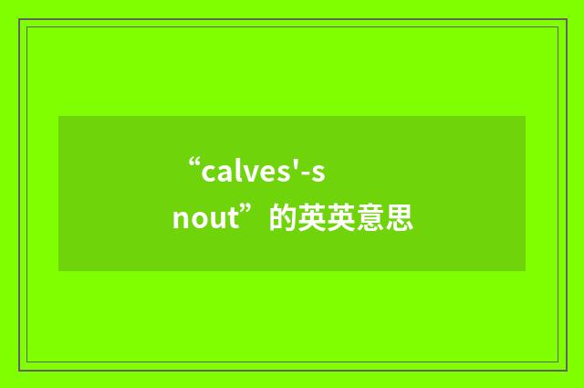 “calves'-snout”的英英意思