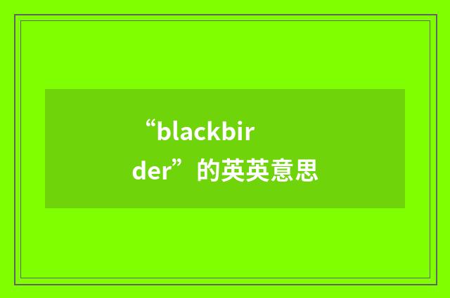 “blackbirder”的英英意思