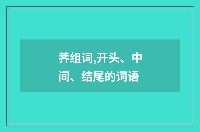 荠组词,开头、中间、结尾的词语