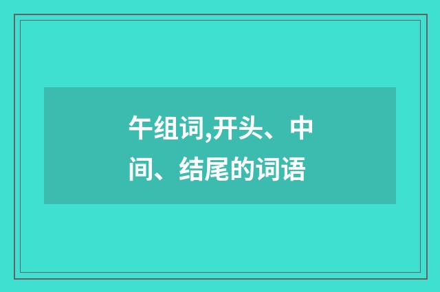 午组词,开头、中间、结尾的词语