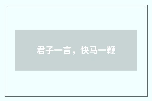 君子一言，快马一鞭