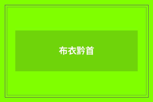 布衣黔首