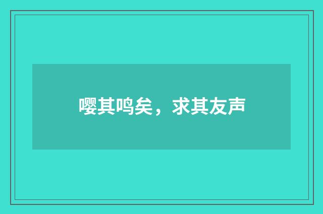 嘤其鸣矣，求其友声