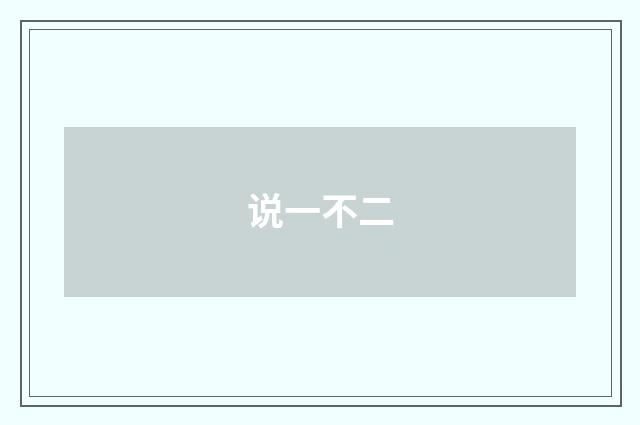 说一不二
