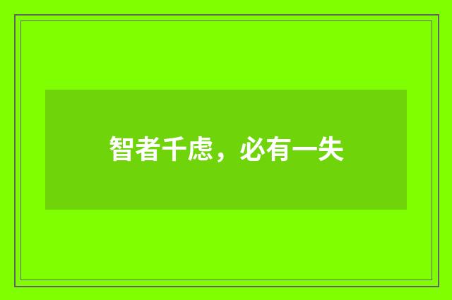智者千虑，必有一失