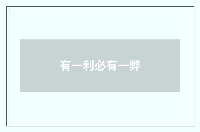 有一利必有一弊