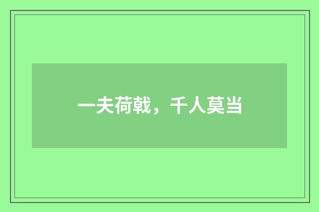 一夫荷戟，千人莫当