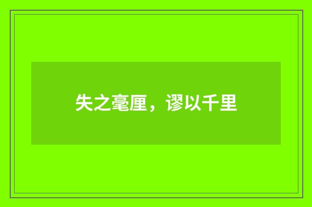 失之毫厘，谬以千里