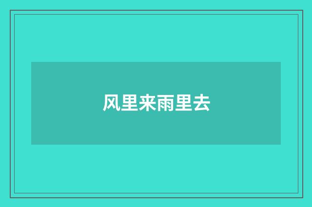 风里来雨里去