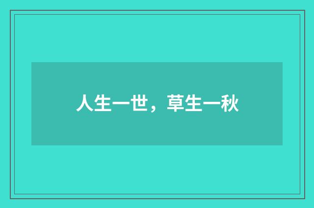 人生一世，草生一秋
