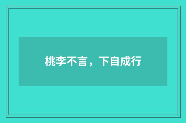 桃李不言，下自成行