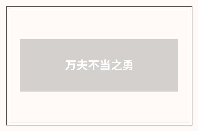 万夫不当之勇