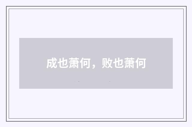 成也萧何，败也萧何