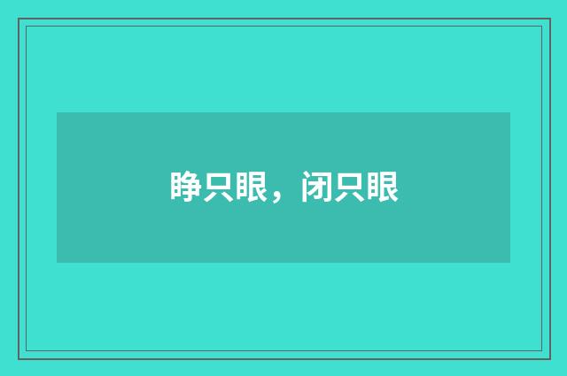 睁只眼，闭只眼