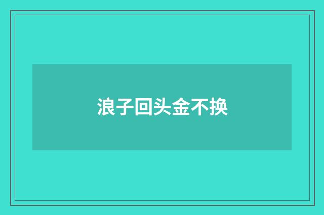 浪子回头金不换