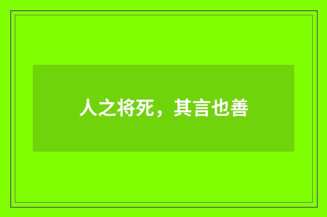 人之将死，其言也善