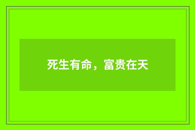 死生有命，富贵在天
