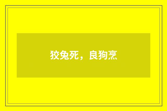 狡兔死，良狗烹