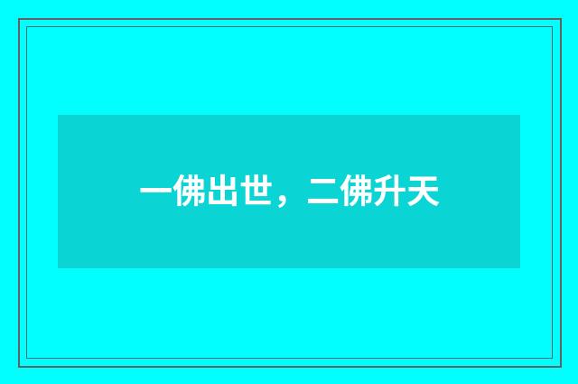 一佛出世，二佛升天
