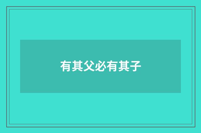 有其父必有其子