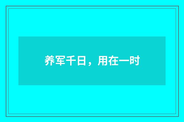养军千日，用在一时