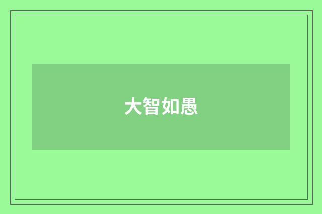 大智如愚