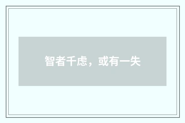 智者千虑，或有一失