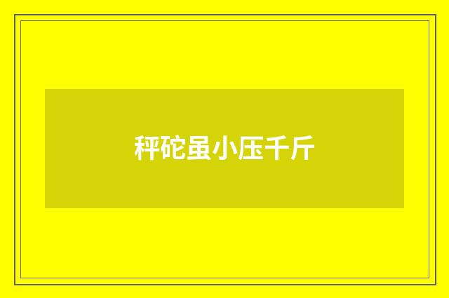 秤砣虽小压千斤
