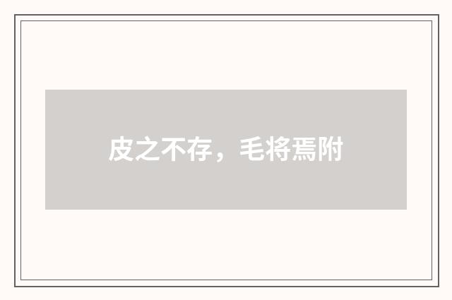 皮之不存，毛将焉附