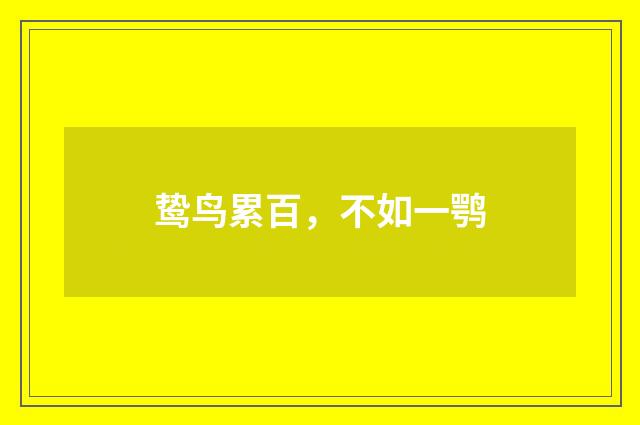 鸷鸟累百，不如一鹗