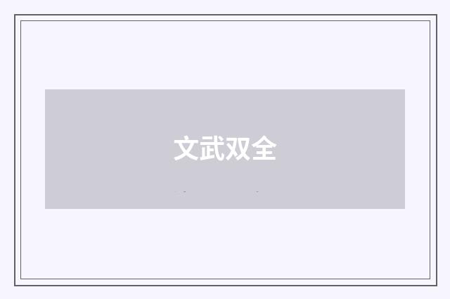 文武双全