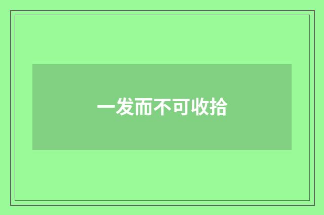 一发而不可收拾