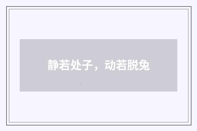 静若处子，动若脱兔
