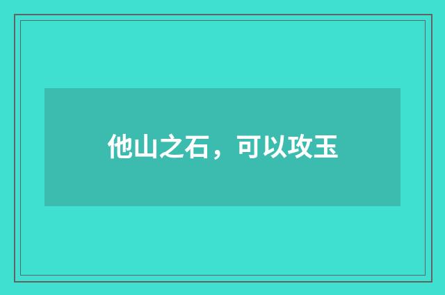 他山之石，可以攻玉