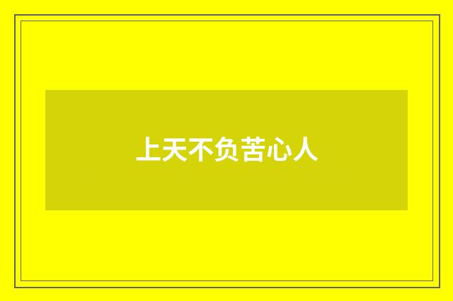 上天不负苦心人