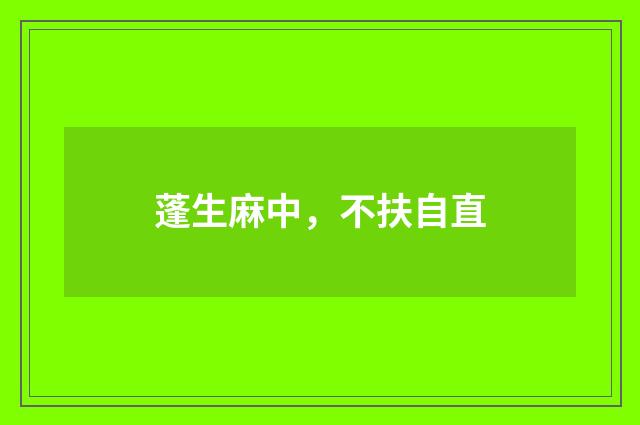 蓬生麻中，不扶自直