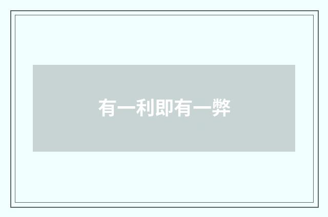 有一利即有一弊