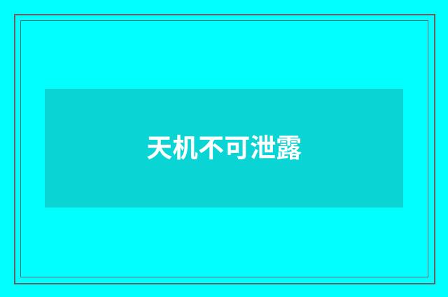 天机不可泄露