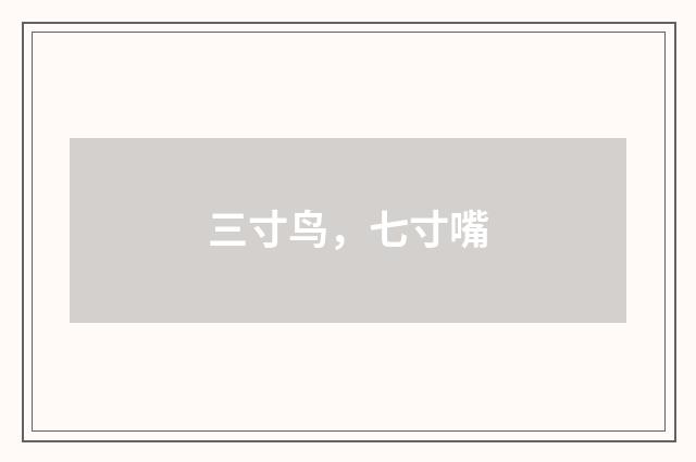三寸鸟，七寸嘴