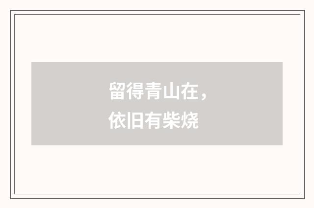 留得青山在，依旧有柴烧