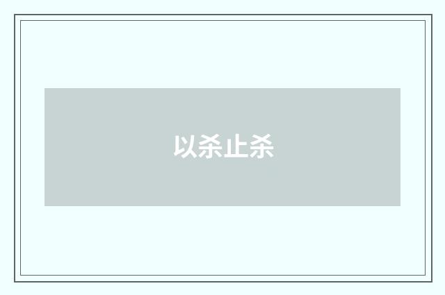 以杀止杀