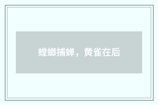 螳螂捕蝉，黄雀在后