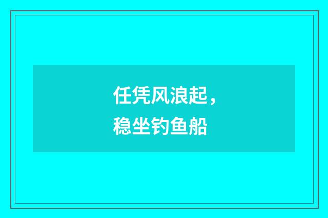 任凭风浪起，稳坐钓鱼船