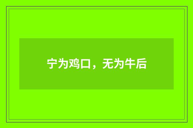 宁为鸡口，无为牛后